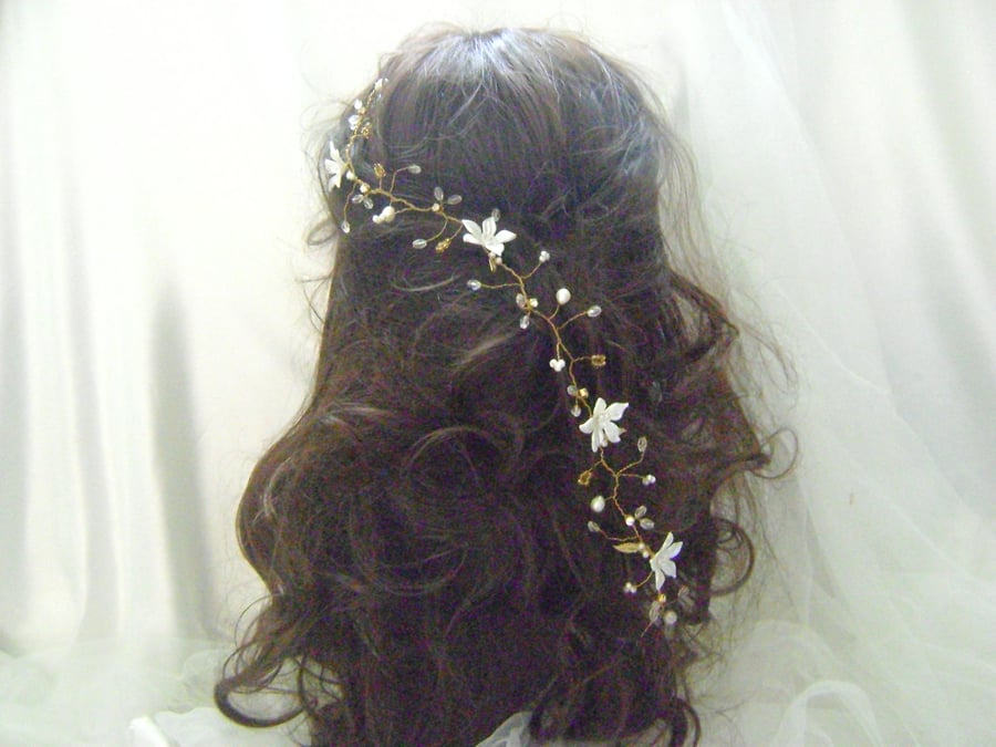 Evie - Boho Chic - Long Gold Tone Hairvine