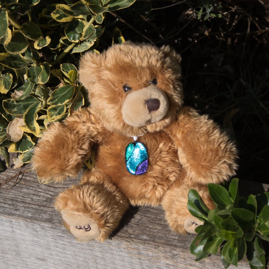 Blue, Green & Purple Dichroic Glass Pendant