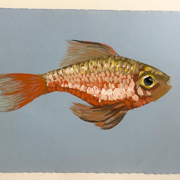 GOLDFISH painting in Gouache, A5