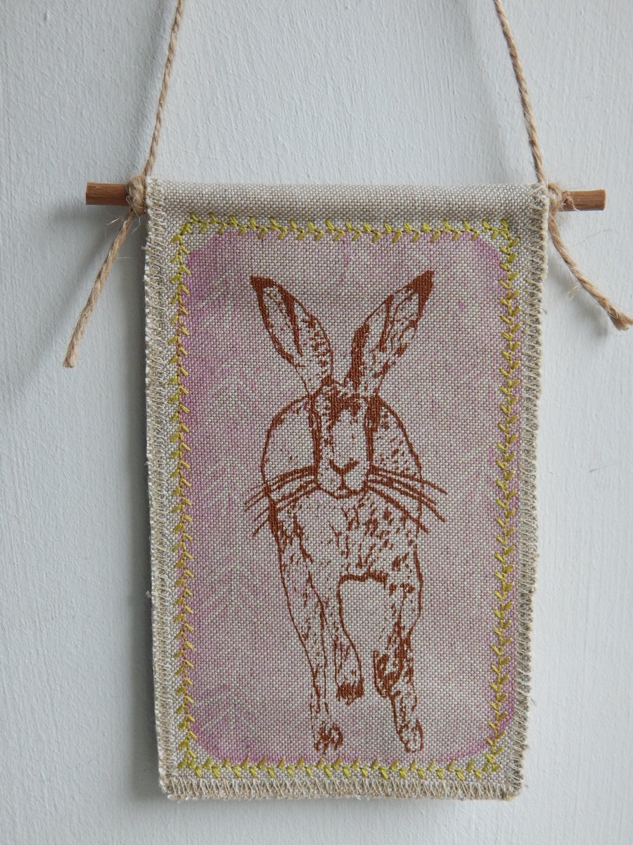 Running Hare - Screen Printed Hanger 