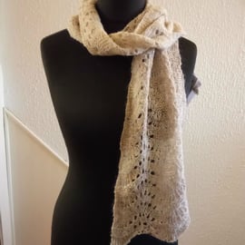 Handspun and Hand-knitted Scarf in North Ronaldsay Wool