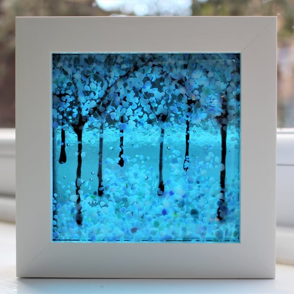 Amazing Fused Glass Woodland Picture 'Turquoise Days'