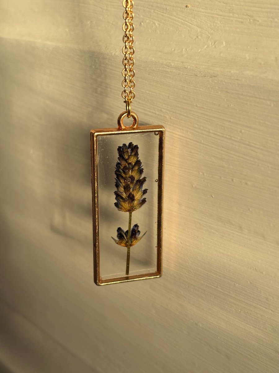 Lavender resin brass pendant
