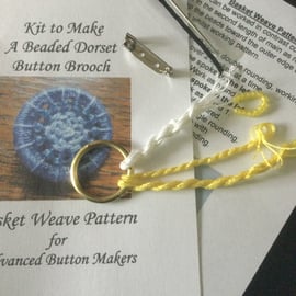 Kit for a Beaded Dorset Button Brooch, Basketweave  Design BB4