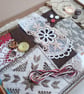 Coffee and Cream Slow Stitching Kit - vintage lace reclaimed wool and velvet