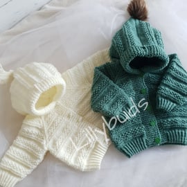 Knitting pattern for Lilly B. Hoodie.  Cardigan.  Jacket.  Baby and children 