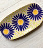 PURPLE DAISY STONEWARE CERAMIC DISH - Image 1