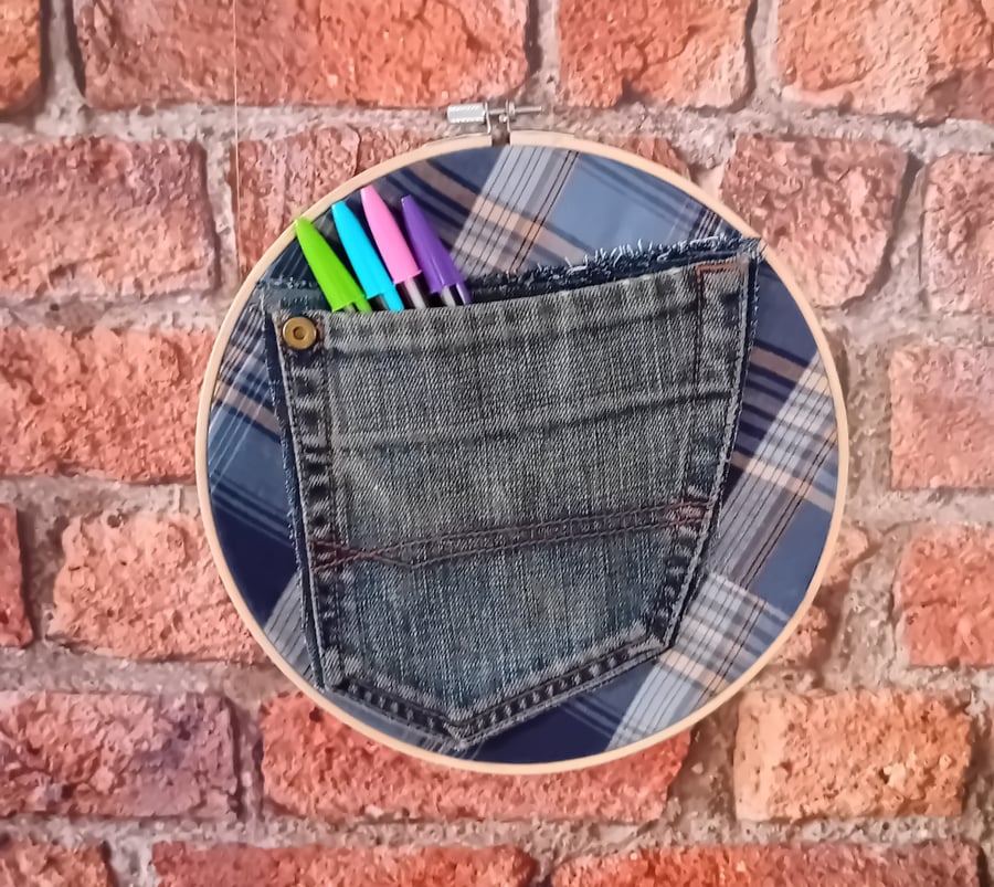 Handmade Denim Pocket Wall Hanging - Medium