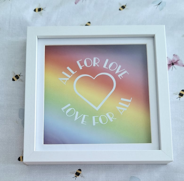 Pride Love 3D Shadow Box Frame "All for Love Love For All" Home Decor