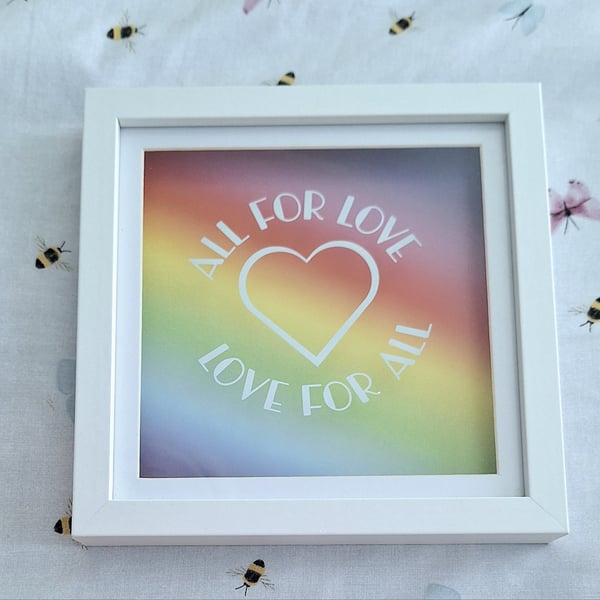 Pride Love 3D Shadow Box Frame "All for Love Love For All" 