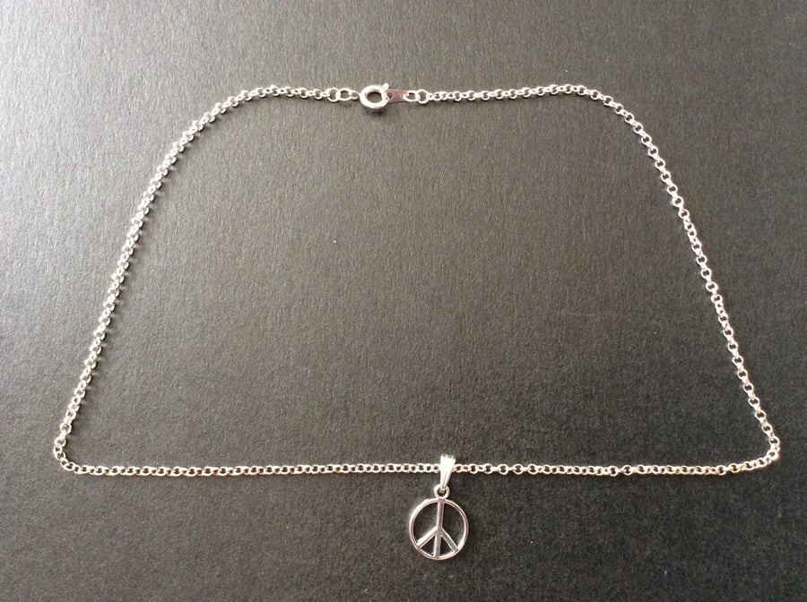 Silver Plated Peace Necklace  