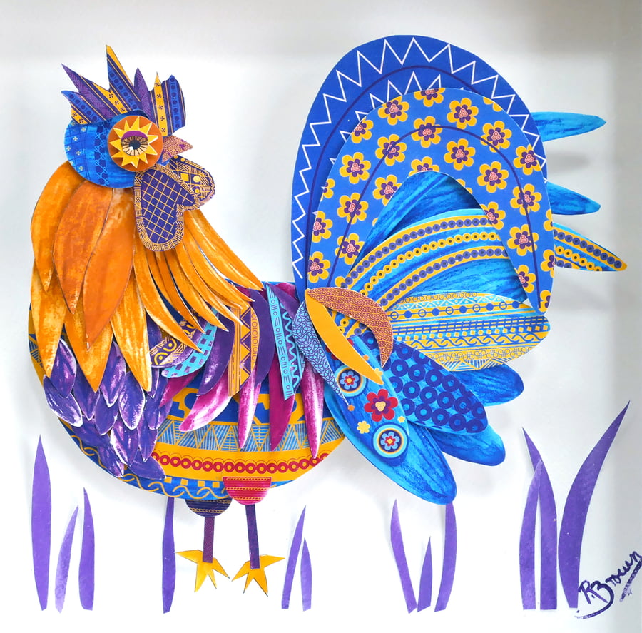 Rooster Original 3D Paper Cut Out