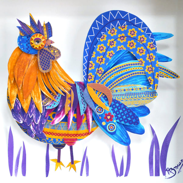 Rooster Original 3D Paper Cut Out