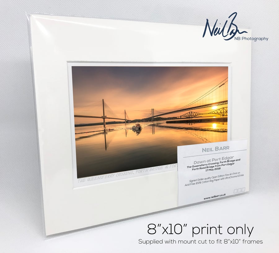 Queensferry Crossing & Forth Bridges frm Port Edgar - A5(10"x8") Unframed Print