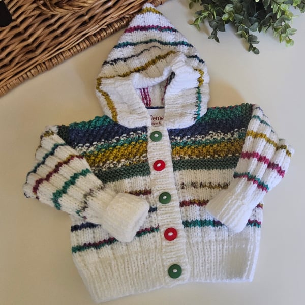 Baby  Hand Knitted Textured Hoodie Jacket 0-6  months size