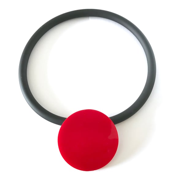 Big Cherry Red Circle Pendant and Choker
