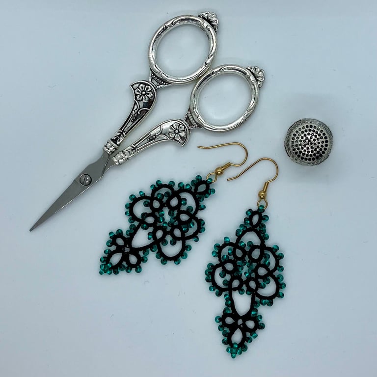 Tatted Black Lace Earrings