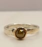 Rose Cut Brown Diamond Ring - 9ct Gold Bezel, Rustic Engagement Ring - Size L