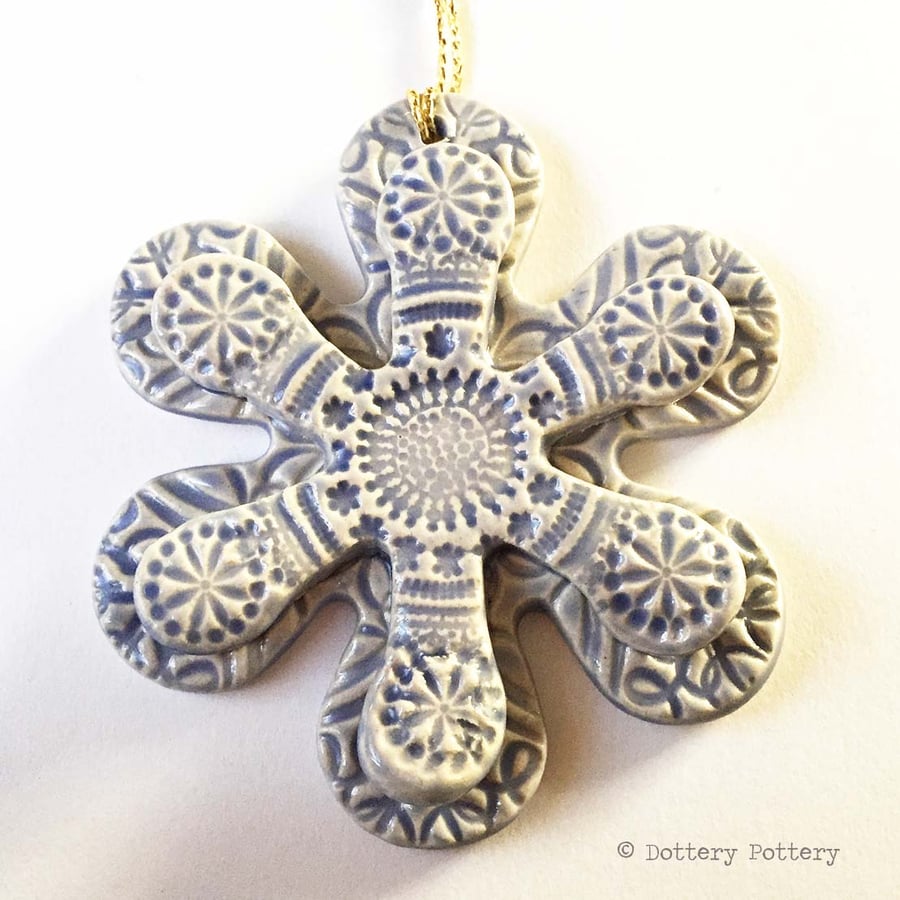 Winter Flower, Christmas decoration pottery flower ceramic snowflake LILAC