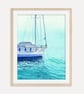 Sailboat Fine Art Print, Coastal Watercolor Wall Art, Nautical Seascape Decor