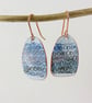 Enamel on Copper Unique Dangle Earrings with a Hand Drawn Pattern - Image 1