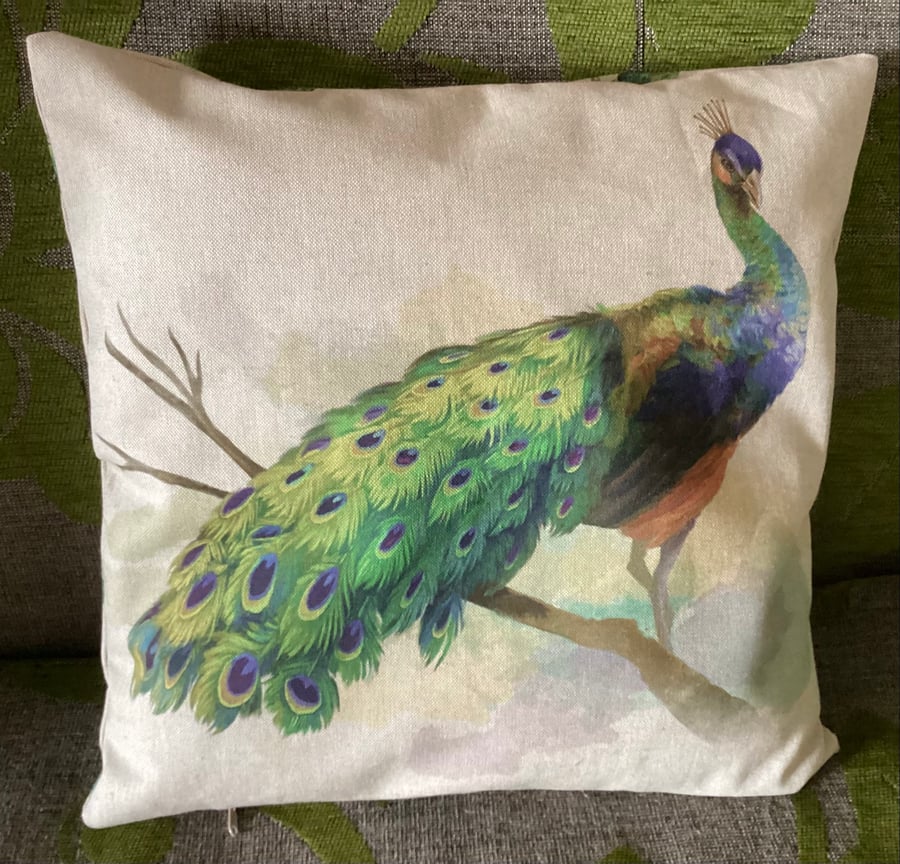 Peacock Linen Look cushion cover 