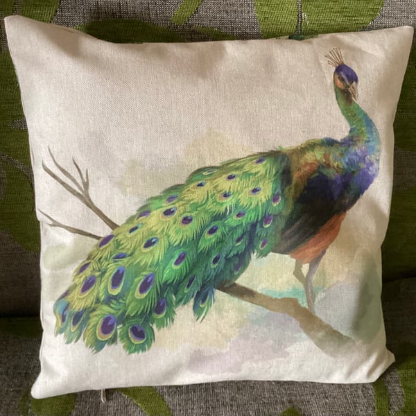 Peacock Linen Look cushion cover 