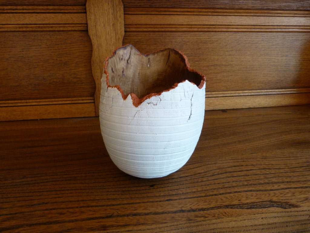 OAK BURR, DEEP BOWL, GREEN TURNED.