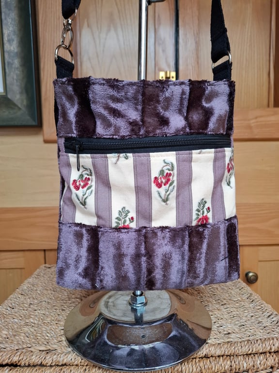 Purple textured velvet bag 