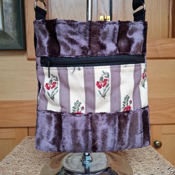 Purple textured velvet bag 