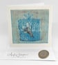 Square Blank Art Card from original Linocut-Perfume Bottle with Pressed Freesia - Image 2