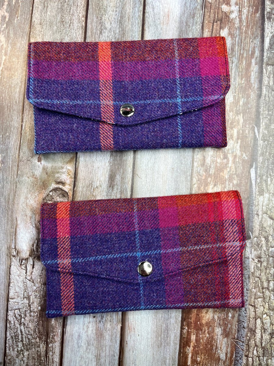 Shetland Sunset Tweed Slim Purse Patchwork Purse Phone Clutch Wallet