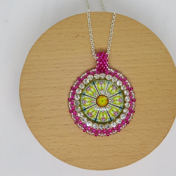 Fuchsia Mandala Pendant