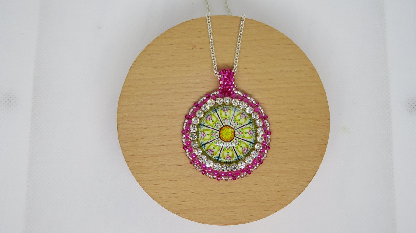 Fuchsia Mandala Pendant
