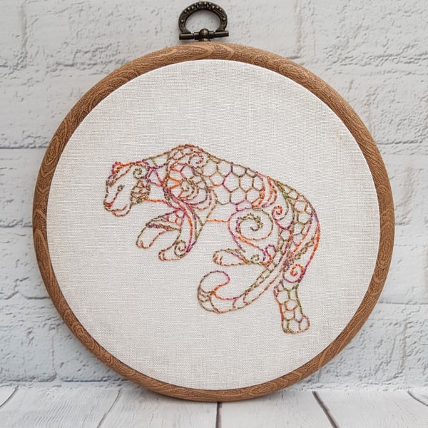 Leopard Embroidery Hoop, Leopard Art, Leopard Gift, Endangered Species