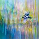 One for Sorrow, Two for Joy… Magpie abstract paintiing