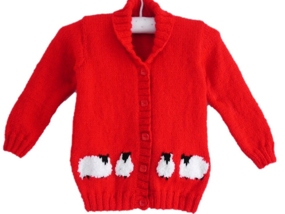 Knitting Pattern Child's Jacket with Sheep.  Digital Pattern