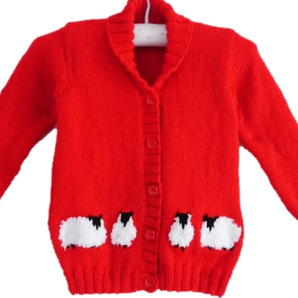 Knitting Pattern Child's Jacket with Sheep.  Digital Pattern