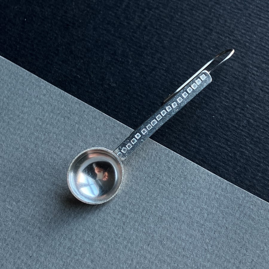 Sterling silver SINGLE statement earring. Spoon earring 