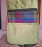 Lime velvet and tweed bag