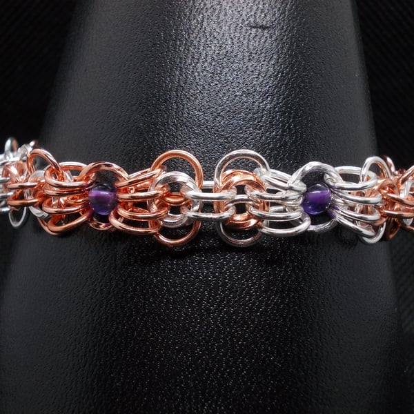 SALE - Amethyst butterfly chainmaille bracelet