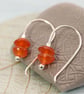 Carnelian & Silver Earrings in a Simple Hook Style - Image 1