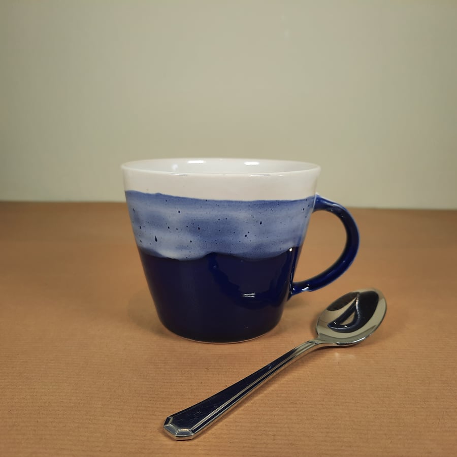 Cobalt blue and white stoneware hand made mug