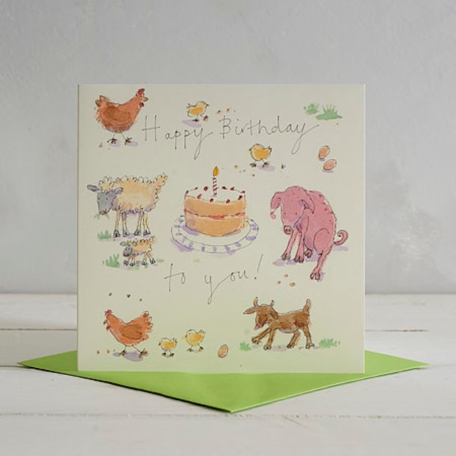 Happy Birthday Farmyard greetings card