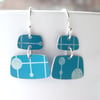 Mid century style rectangle earrings in teal