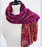 Handmade Silk and Merino Wool Scarf in Vibrant Purple, Pinks and Reds - Image 7