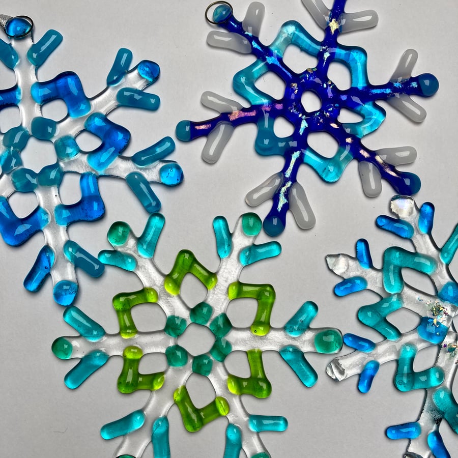 Fused glass snowflake decoration