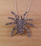 Sterling Silver Etched Spider Necklace (SKU060525)