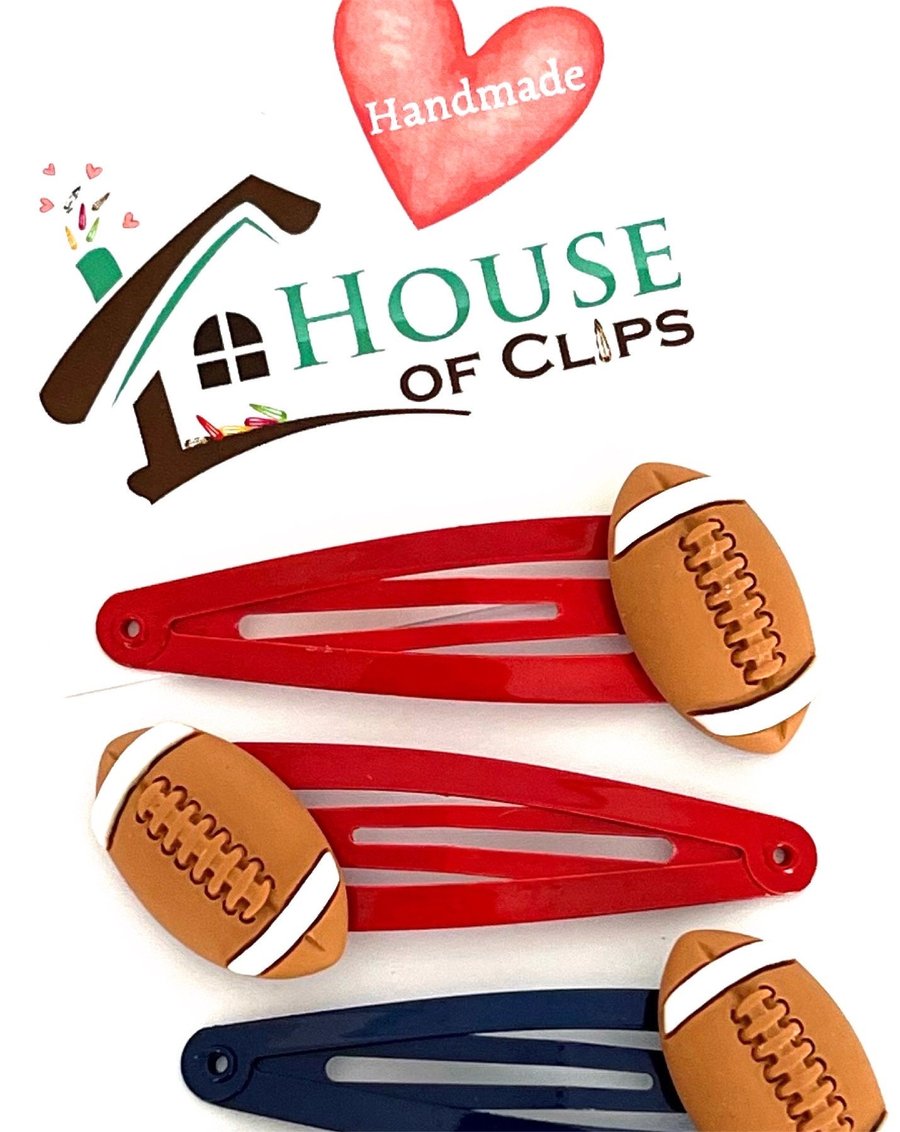 American Football Hair Clips x2 - American Football Barrettes - USA Football Sna