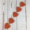 Needle felted hanging heart garland, orange - SALE